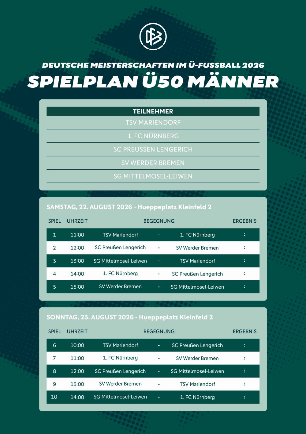DMÜF Spielplan Ü50M 2026 kl